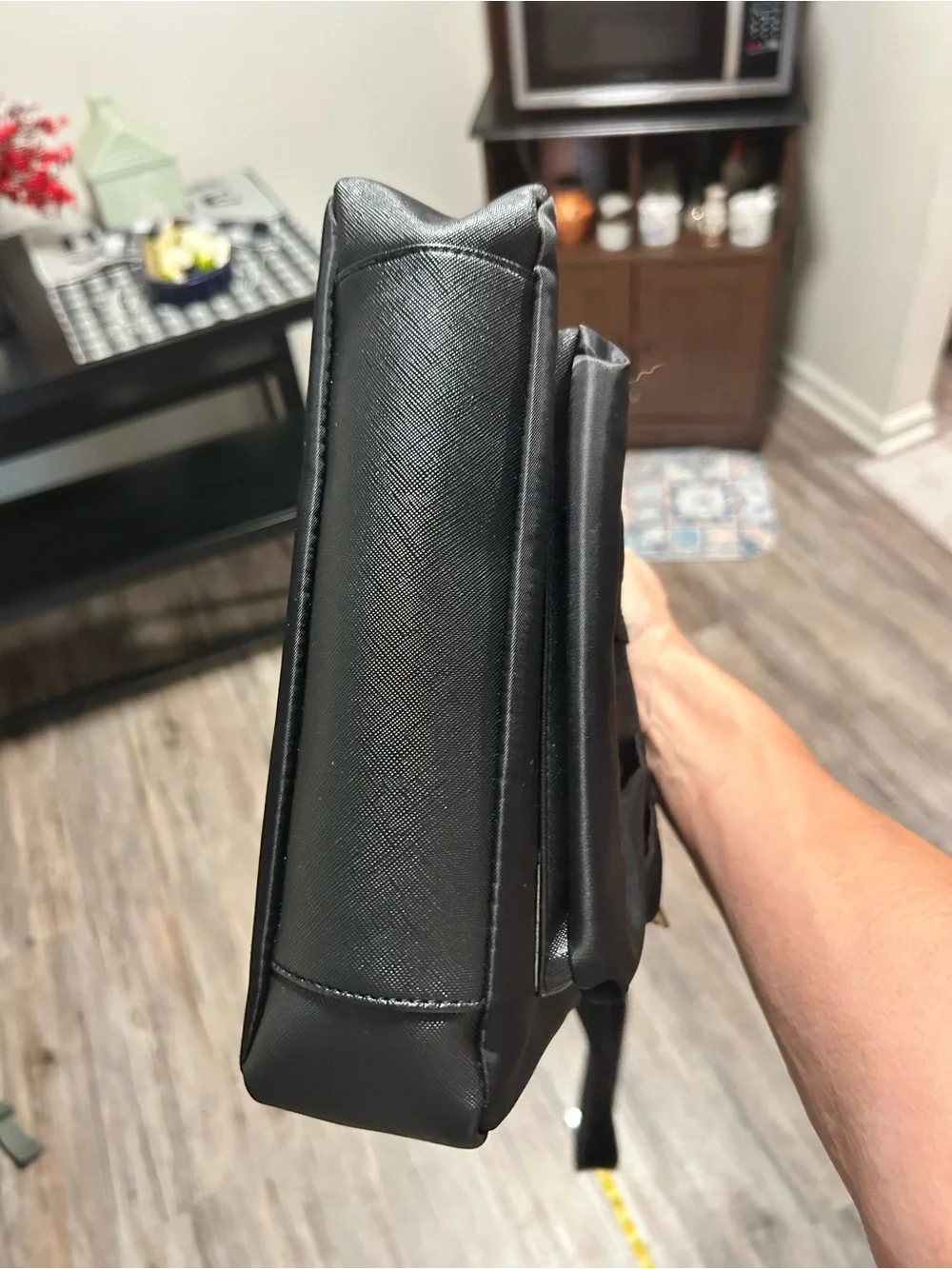 Aimee Kestenberg Black Crossbody Should Bag with Front Zip Pocket & Leather Trim